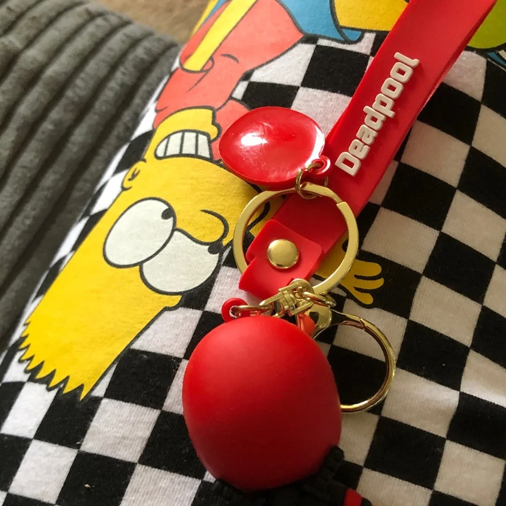 Deadpool Red Keychain Charm with Strap